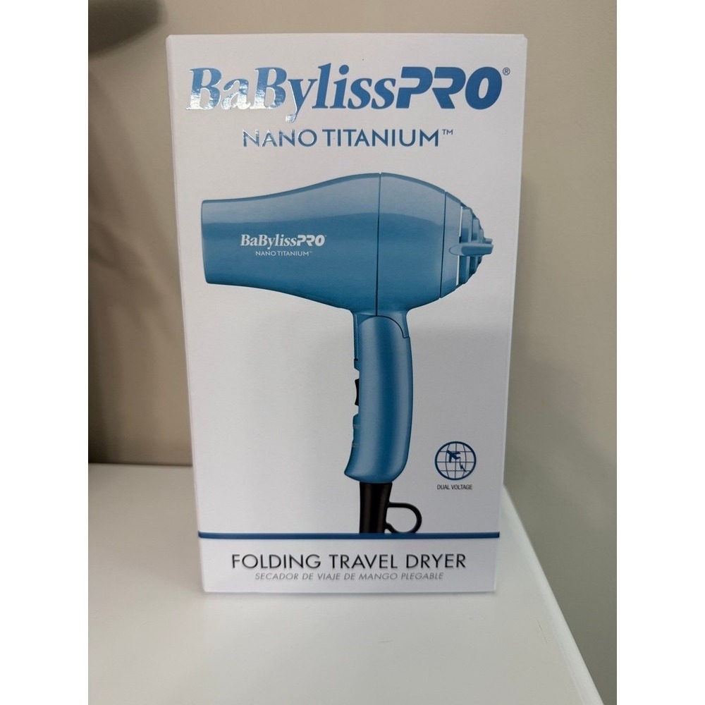 BaBylissPRO Nano Titanium Folding Travel Dryer Unisex OS Blue Dual Voltage NEW